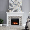 Bowery Hill Contemporary Wood-Tiled Marble Electric Fireplace in White
