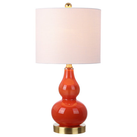 Anya 20.5" Mini Glass Table Lamp, Sunset Orange, Single