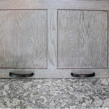 Fresh Take on Oak Kitchen Cabinets - Medallion Gray Peppercorn Stain