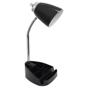 Organizer Desk Lamp With Ipad Tablet Stand Book Holder and Charging Outlet, Blac