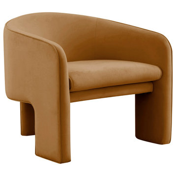 Marla Velvet Accent Chair, Cognac