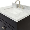 Ariel Hamlet 31" Rectangle Sink Bath Vanity, Black, 1.5" Carrara Marble