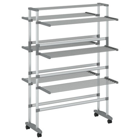 vidaXL Clothes Drying Rack Laundry Airing Rack with Wheels Air Dryer Aluminum