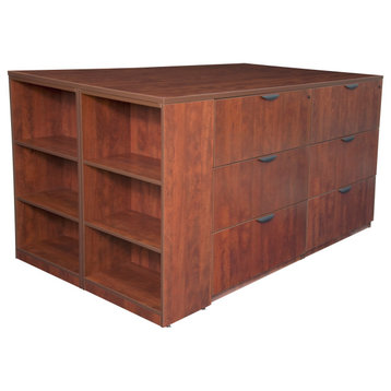 Legacy Stand Up Lateral File Quad with Bookcase End- Cherry