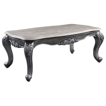Bowery Hill Contemporary Coffee Table in Marble and Platinum
