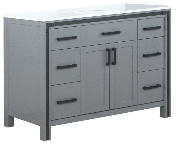 Ziva Transitional Dark Grey 48" Single Vanity, Cultured Marble Top - Transitional - Bathroom ...