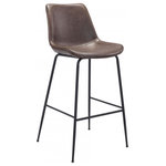 Virgil Stanis Design - Paxton Barstool Brown Set of 2 - The Theodore barstool has mid century modern urban lines and looks great in any space. With a heavy duty vinyl covering and a sturdy steel frame, this barstool fits in any home kitchen, dining area, or bar. The legs are finished in a matte black coating that is durable for hospitality use.