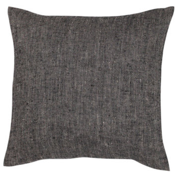 Black Linen Cushion Cover Chevron