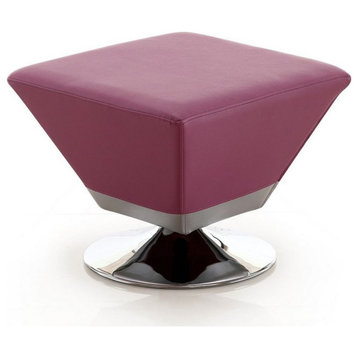Manhattan Comfort Diamond Faux Leather Swivel Ottoman in Purple