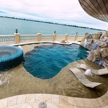 Wonderful Residential Backyard Waterfall Grotto