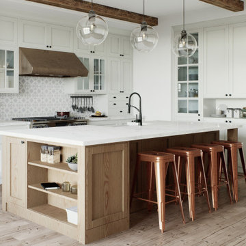 Classic Shaker Kitchen Marble Island & Belfast Sink