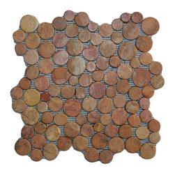 CNK Tile - Glazed sunset moon mosaic pebble tile, sorted, for showers, backsplashes - Mosaic Tile