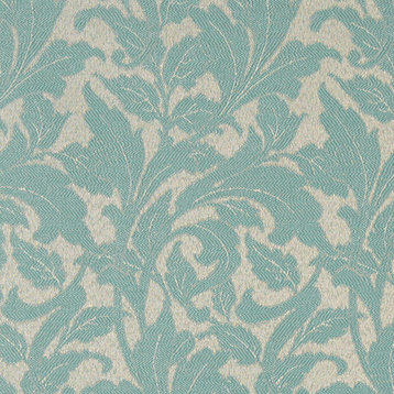 Teal Leaves Outdoor Indoor Marine Upholstery Fabric By The Yard