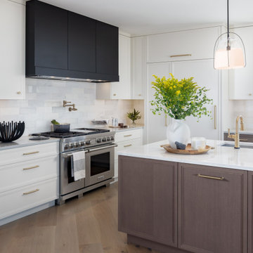 Luxury Custom Kitchen With Large Island with Dual Tone Cabinets