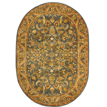 Safavieh Antiquity Collection AT52 Rug, Blue/Gold, 4'6"x6'6" Oval