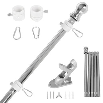 6' Flag Pole Kit Stainless-Steel Flagpole With Rotating Rings to Prevent Tangles