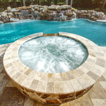 Custom Inground Pool with Spa and Waterfalls.