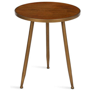 Clegg Wood and Metal Side Table, Brown 18x18x22.5