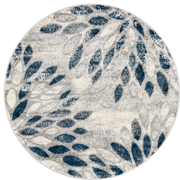 Contemporary Allegory Area Rug, Marble, Round 5'