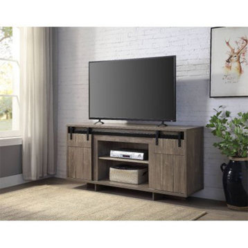 Rustic TV stand vintage Wood TV table with doors and gray finish