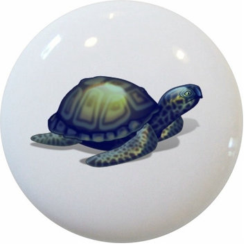 Blue Sea Turtle Ceramic Cabinet Drawer Knob