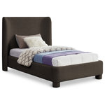 Meridian Furniture - Penny Bed, Brown, Twin, Boucle Fabric - Breathe new life into your bedroom decor with the Penny Boucle Fabric Twin Bed. This stunning bed is upholstered in a luxurious brown boucle textured fabric, adding a touch of elegance to your space. The curved headboard provides a comfortable and supportive backrest while adding a stylish focal point to your bedroom decor. Upgrade your sleeping experience with this fully upholstered bed and indulge in a peaceful night's sleep.