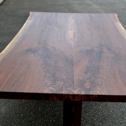 Live Edge Walnut Trestle Table with Figured Top - Dining Tables