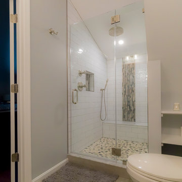 Custom shower with ceramic tile.