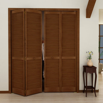 Bi-fold Door - Prestained (Espresso) Traditional Louver Louver
