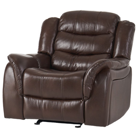 GDF Studio Merit Brown Pu Leather Glider Recliner Club Chair