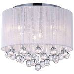 CWI Lighting - Water Drop 6 Light Drum Shade Flush Mount With Chrome Finish - Think your space needs that something extra that will bring imagination to life? Get the Water Drop 6 Light Flush Mount and see how this light fixture can make a huge difference in your interiors. Available in three shade colors, this close-to-ceiling lighting option is designed with classic elegance and modern beauty. Six bulbs are concealed inside a 14 inch circular shade that glistens with hanging crystal drops. Add this light fixture to your home and effortlessly give your humble abode a stunning and extraordinary update. Feel confident with your purchase and rest assured. This fixture comes with a one year warranty against manufacturers defects to give you peace of mind that your product will be in perfect condition.