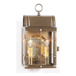 Saving Shepherd - Handcrafted Outdoor Colonia 2-Light Sconce, Weathered Brass - Outdoor Wall Lights And Sconces