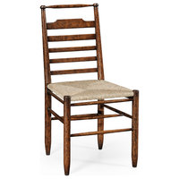 Dark Oak Ladder Back Country Chair With Rush Seat, Side