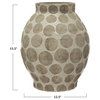 Terra-cotta Vase with Wax Relief Dots, Cream and Cement