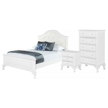 Jenna 3-Piece Bed Set, White, Full