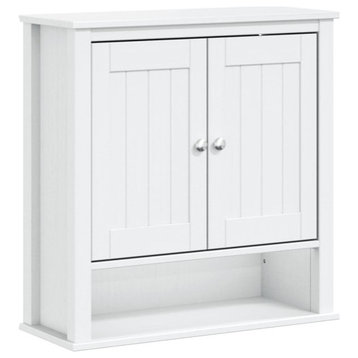 vidaXL Bathroom Wall Cabinet Wall Mounted Medicine Cabinet BERG White Solid Wood