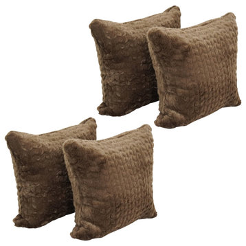 17" Jacquard Throw Pillows With Inserts, Set of 4, Dainty Mocha