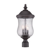 Bellagio Collection Post Lantern 3-Light Outdoor Black Coral Light Fixture