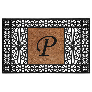 Calloway Mills Duchess Monogram Doormat 30"x48", Letter P
