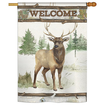 Welcome Deer Nature, Everyday House Flag 28"x40"