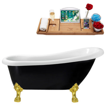61" Streamline NAA481GLD-IN-BNK Clawfoot Tub and Tray With Internal Drain