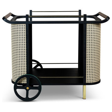 Modern Brazilian, Dinda, Bar Cart, Black Frame