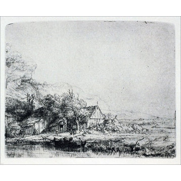 Rembrandt Van Rijn The Landscape With a Cow Drinking Wall Decal