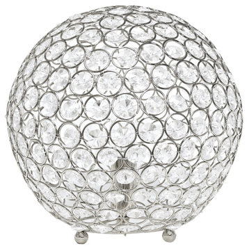 Elegant Designs Elipse 10" Crystal Ball Sequin Table Lamp, Chrome