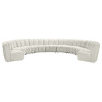 Meridian Furniture - Infinity Channel Tufted Velvet Modular Chair, Cream, 9 Piece - Create a seating group that works for every possible situation with this Infinity modular 9-piece sectional and other pieces in the Infinity collection. Upholstered in soft cream velvet material that feels great against the skin and offers long-wearing beauty, this piece fits with other Infinity items for an infinite number of combinations that get your seating requirements just right but that look just as nice when used on their own.