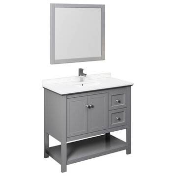Fresca Manchester 40" Gray Vanity With Mirror
