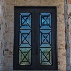 Custom Classical Style Wrought Iron Double Doors - Front Doors