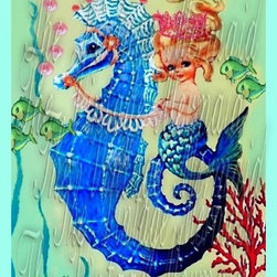 Quilt Baby Mermaid Sea Princess Fabric Block Seahorse - Products