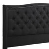 Marcella Upholstered Tufted Shelter Wingback Panel Bed, Jet Black Polyester, King