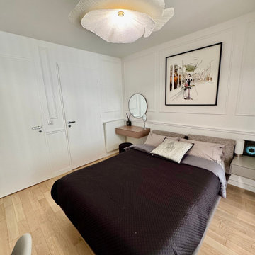 Chambre d'ado chic parisien avec bureau suspendu – Paris 15e